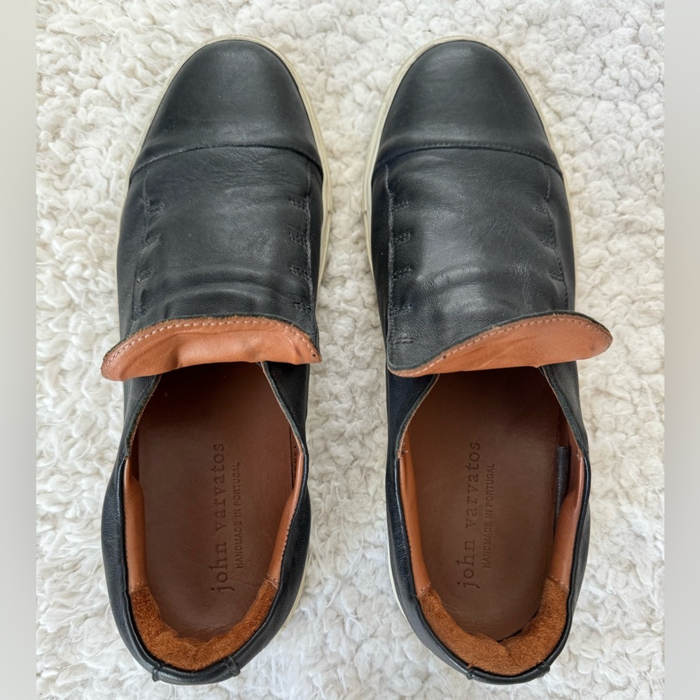 John Varvatos leather slip on sneakers